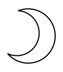 A minimalist black line drawing of a crescent moon, representing tranquility and the beauty of the night sky.