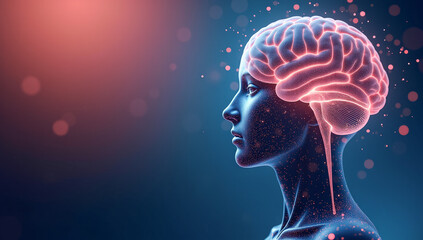 a hologram of a human face brain artificial intelligence