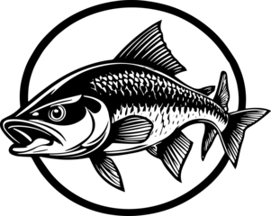 Fish Silhouette Symbol in Clean Minimal Style
