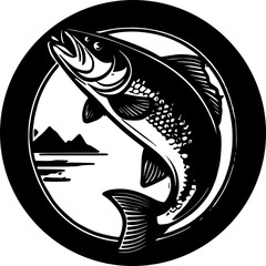 Fish Silhouette Symbol in Clean Minimal Style
