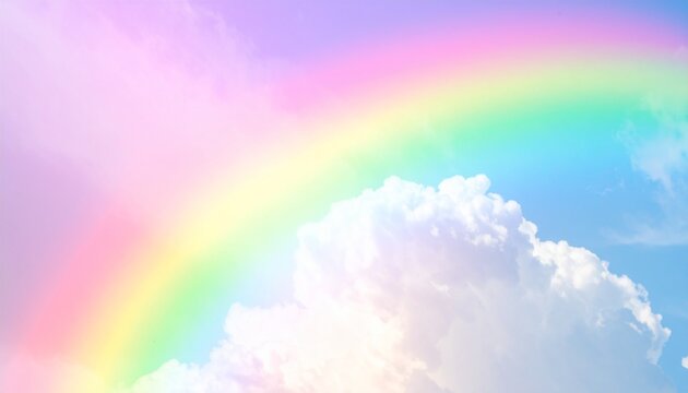 Pastel Rainbow Arcing Across a Dreamy Sky A Serene and Colorful Image