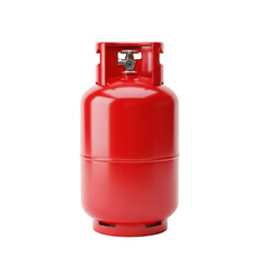 Red propane gas cylinder isolated on transparent background
