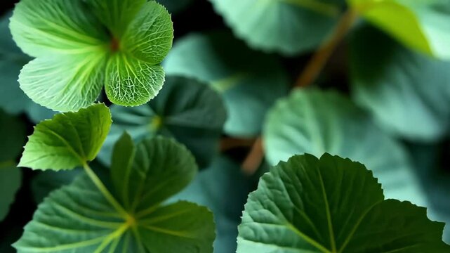Animation of many green clover leaves growing lush