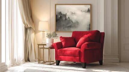 Red armchair living