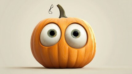 Funny Halloween pumpkin with ghostly eyes cartoon design