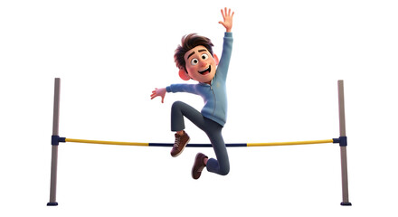 Animated Character Leaping Over a Hurdle Conveying Athleticism and Achievement