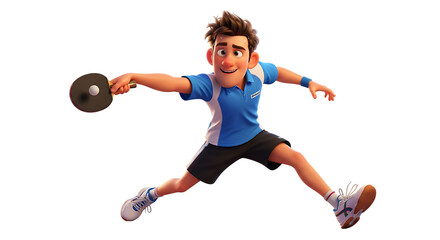 Animated Character Playing Ping Pong Mid-Air With Energy and Enthusiasm on Black