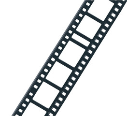 Black and white film strip, diagonal.  Empty frames