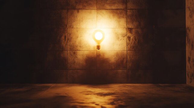 Dramatic orange glow lighting a concrete passage photo