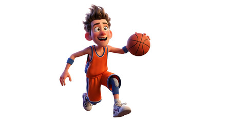 Animated character skillfully dribbling a basketball with focused concentration