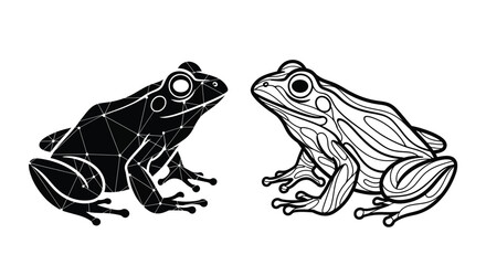 Frog Vector Solid and Outline Silhouette