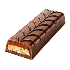 Naklejka premium Chocolate bar with nougat and caramel filling isolated on transparent background