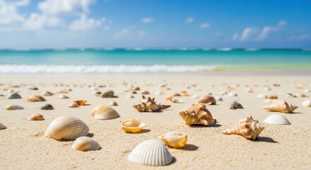 Seashells on a sunny beach