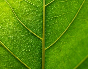 Obraz premium Close-up of a vibrant green leaf (1)