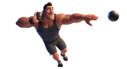 Determined shot putter poised to release the sphere with athletic grace