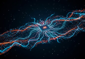 Modern artificial intelligence chip pulses with energy