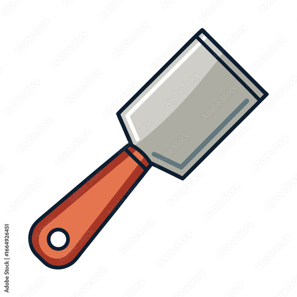Poster simple flat icon of a chisel tool with orange handle on white background instrument construction