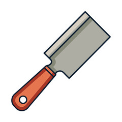 Flat Design Meat Cleaver Kitchen Utensil With Orange Handle tool