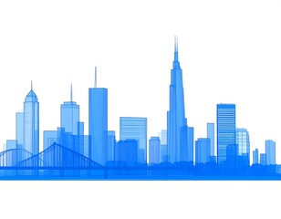Fototapeta premium Translucent blue cityscape