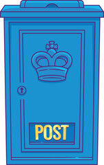 Large blue British mailbox post