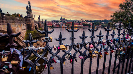 Sunset from Charles bridge . one of most beautiful places to watch sunset