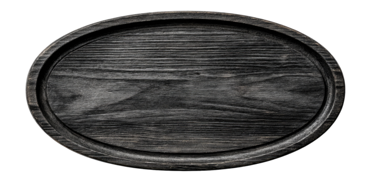 Dark-stained wooden oval serving platter