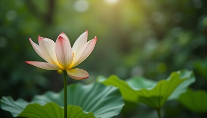 Fototapeta premium beautiful lotus flower blooming in serene pond
