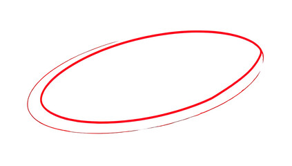 Red oval ring on black background.  Pixels create a textured effect
