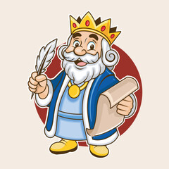 Fantasy Royal King Character with Feather Pen