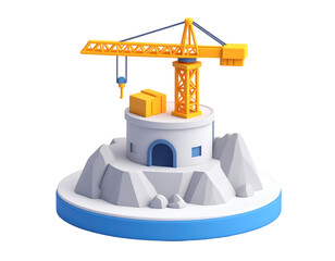 3D Crane Construction Illustration