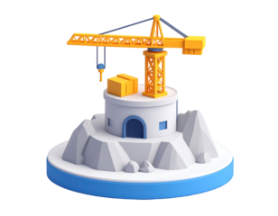 3D Crane Construction Illustration