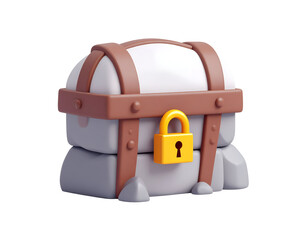 Locked 3D Treasure Chest Illustration