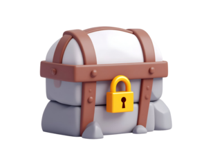 Locked 3D Treasure Chest Illustration