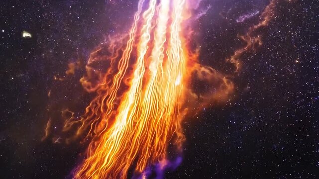 Celestial Firestorm A firestorm in the sky with celestial flames and cosmic energy