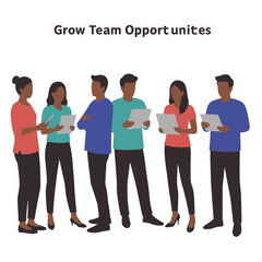 Obraz premium A diverse and inclusive team of professionals collaborates effectively, fostering growth and seizing new opportunities within a dynamic business environment.