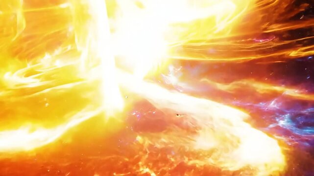 Celestial Firestorm A firestorm in the sky with celestial flames and cosmic energy