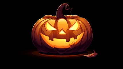 Obraz premium Realistic Jack O Lantern with glowing candle face on Halloween