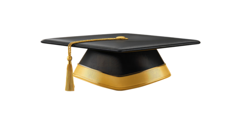 Black graduation cap with gold trim (1)
