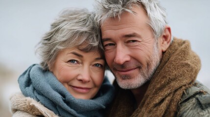 Couple embracing joyfully beachside portrait photography natural light close-up love