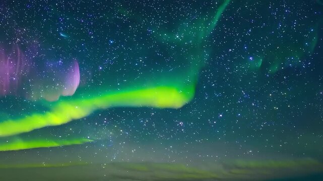 Celestial Aurora Dance Aurora lights dancing across the sky with celestial patterns