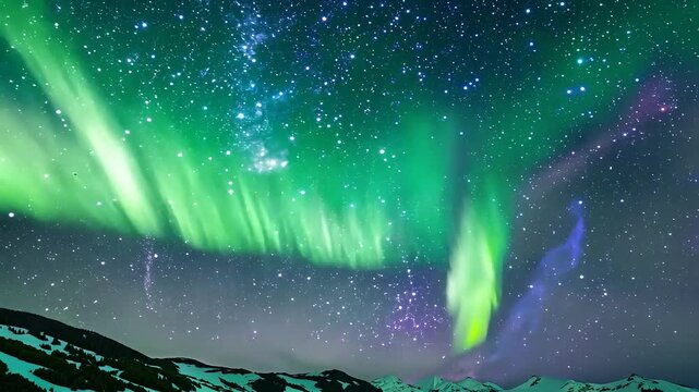 Celestial Aurora Dance Aurora lights dancing across the sky with celestial patterns