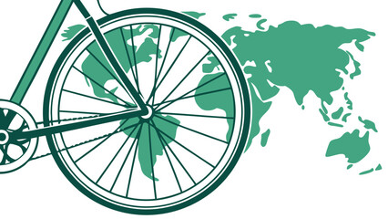 Obraz premium Bicycle wheel with world map inside