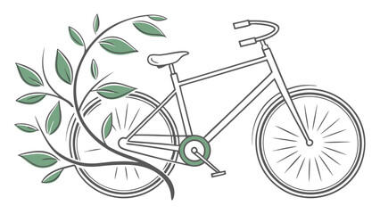 Bicycle with leaves and branches in line art style