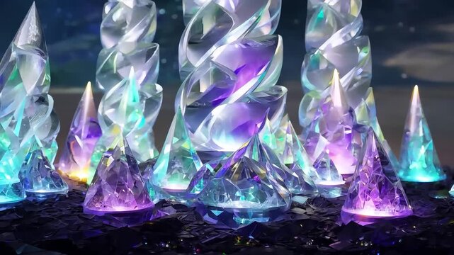 Arcane Crystal Garden A garden where crystals grow like plants, each emitting unique magical auras and colors