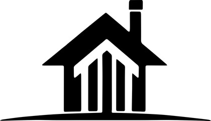 Minimalist Home or House Icon Real Estate or Property Management Concept