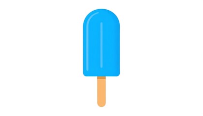 A simple illustration of a blue popsicle on a stick against a white background