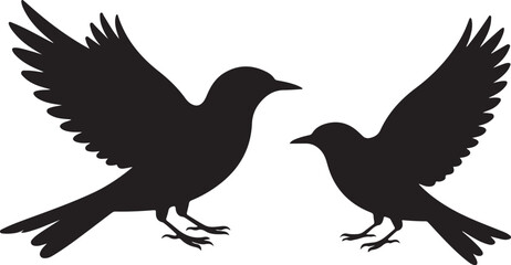 Fototapeta premium Flying Bird and Owl Silhouette Vector Set