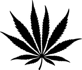 Cannabis Leaf Silhouette Symbol in Clean Minimal Style