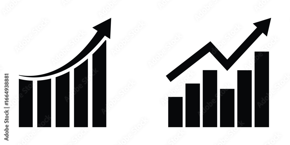 Poster business success growth arrow icon vector isolated on white background. business graph with arrow. v