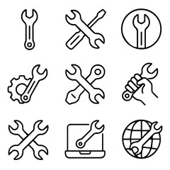 Wrench and Tool Icon Set Repair Maintenance and Global Service Concepts.